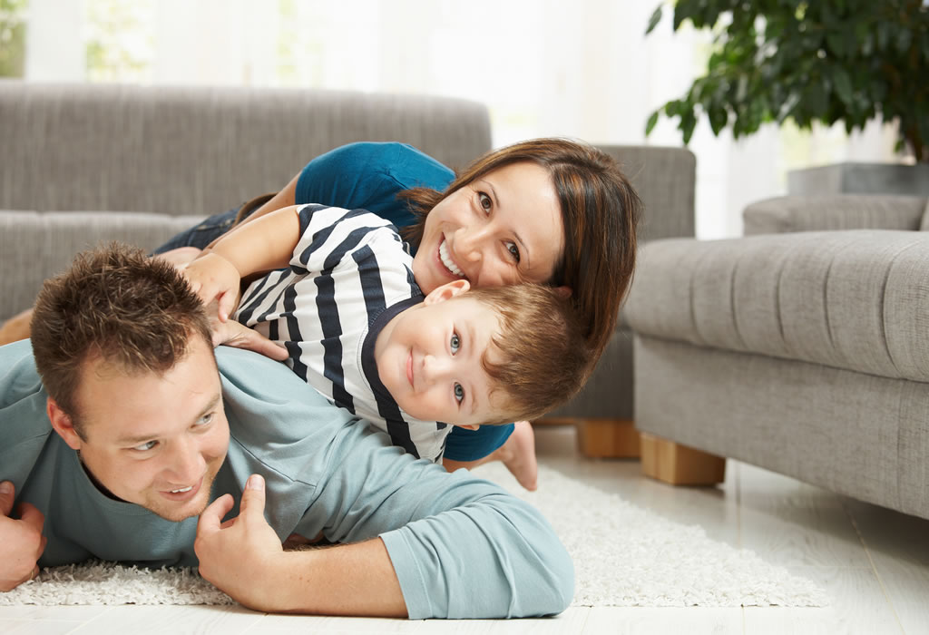 Family Playing in the Basement